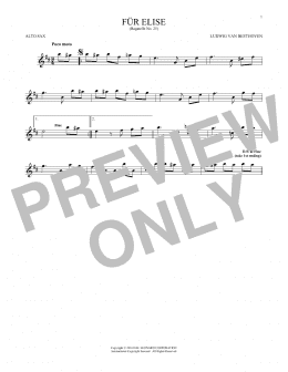 page one of Fur Elise, WoO 59 (Alto Sax Solo)