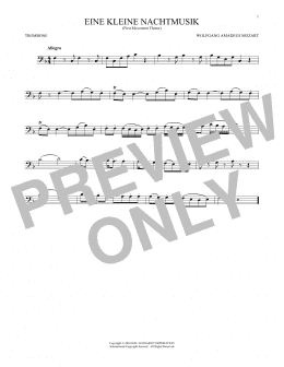 page one of Eine Kleine Nachtmusik ("Serenade"), First Movement Excerpt (Trombone Solo)