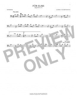 page one of Fur Elise, WoO 59 (Trombone Solo)