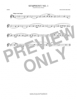 page one of Symphony No. 1 In C Minor, Fourth Movement Excerpt (French Horn Solo)
