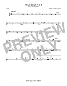 page one of Symphony No. 7 In A Major, Second Movement (Allegretto) (Violin Solo)
