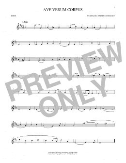 page one of Ave Verum (Jesu, Word Of God Incarnate) (French Horn Solo)