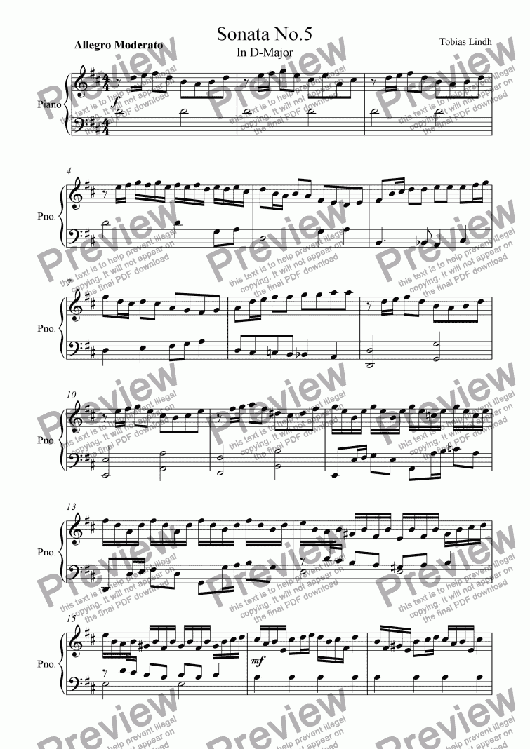 page one of Sonata No.5