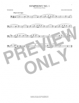 page one of Symphony No. 1 In C Minor, Fourth Movement Excerpt (Trombone Solo)