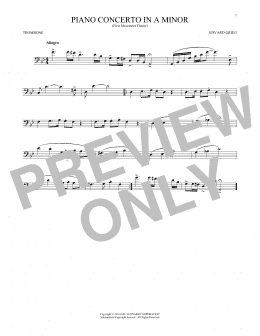 page one of Piano Concerto In A Minor, Op. 16 (Trombone Solo)