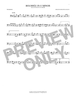 page one of Bourree In E Minor (Trombone Solo)