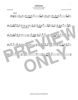 page one of Allegro I, RV 269 ("Spring") (First Movement Theme) (Trombone Solo)