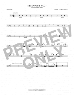 page one of Symphony No. 7 In A Major, Second Movement (Allegretto) (Trombone Solo)