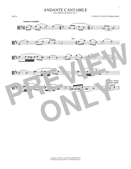 page one of Andante Cantabile (Viola Solo)