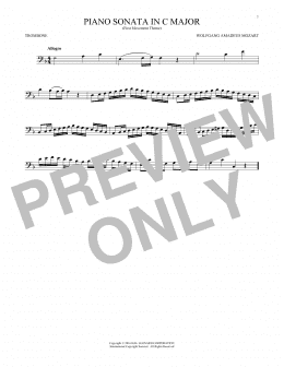 page one of Piano Sonata In C Major (Trombone Solo)