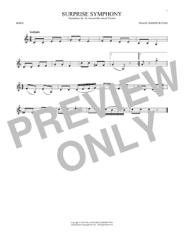 page one of The Surprise Symphony (French Horn Solo)
