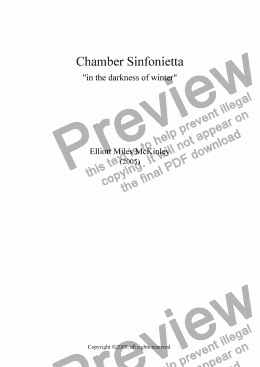 page one of Chamber Sinfonietta