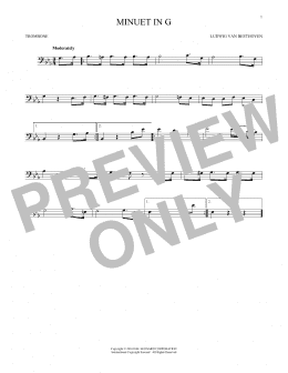 page one of Minuet In G (Trombone Solo)