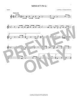 page one of Minuet In G (French Horn Solo)