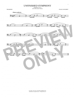 page one of The Unfinished Symphony (Theme) (Trombone Solo)