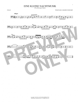 page one of Eine Kleine Nachtmusik ("Serenade"), First Movement Excerpt (Cello Solo)