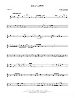 page one of Dream On (Clarinet Solo)