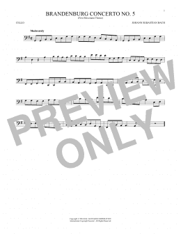page one of Brandenburg Concerto No. 5 (Cello Solo)