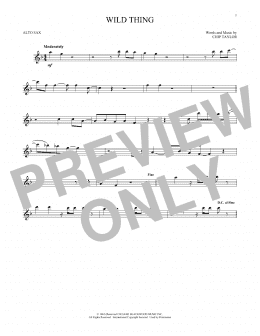 page one of Wild Thing (Alto Sax Solo)