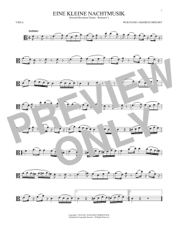 page one of Eine Kleine Nachtmusik ("Romance"), Second Movement (Viola Solo)
