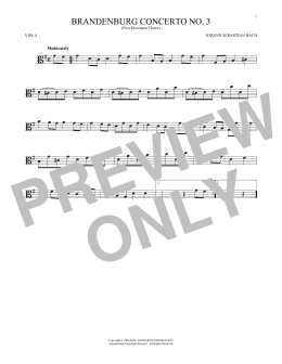 page one of Brandenburg Concerto No. 3 (Viola Solo)