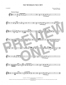 page one of No Woman No Cry (Clarinet Solo)