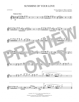 page one of Sunshine Of Your Love (Alto Sax Solo)