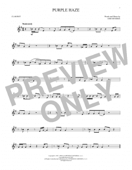 page one of Purple Haze (Clarinet Solo)