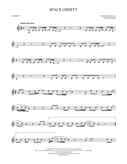 page one of Space Oddity (Clarinet Solo)