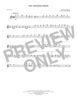 page one of My Generation (Alto Sax Solo)