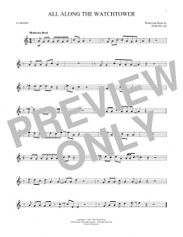 page one of All Along The Watchtower (Clarinet Solo)