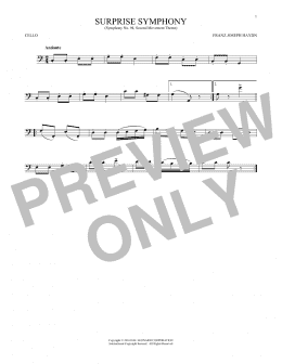 page one of The Surprise Symphony (Cello Solo)