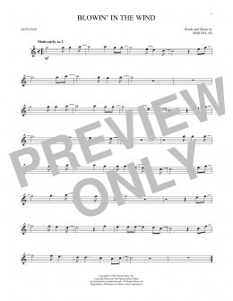 page one of Blowin' In The Wind (Alto Sax Solo)