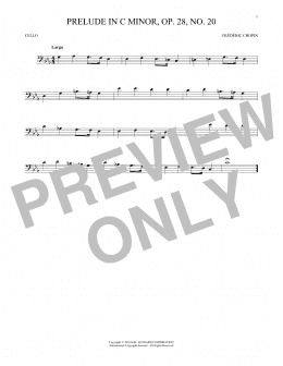 page one of Prelude, Op. 28, No. 20 (Cello Solo)