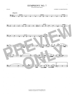 page one of Symphony No. 7 In A Major, Second Movement (Allegretto) (Cello Solo)