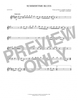 page one of Summertime Blues (Alto Sax Solo)