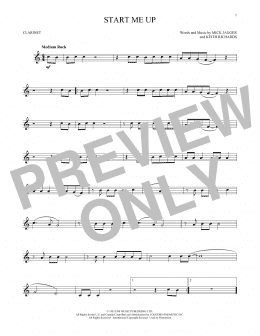 page one of Start Me Up (Clarinet Solo)
