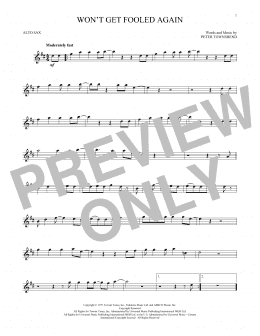 page one of Won't Get Fooled Again (Alto Sax Solo)