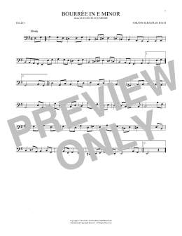 page one of Bourree In E Minor (Cello Solo)