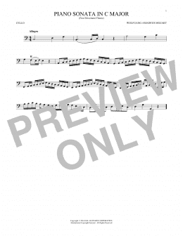 page one of Piano Sonata In C Major (Cello Solo)