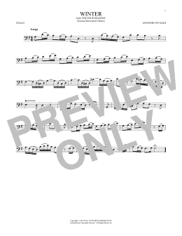 page one of Winter (from The Four Seasons) (Cello Solo)