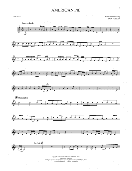 page one of American Pie (Clarinet Solo)