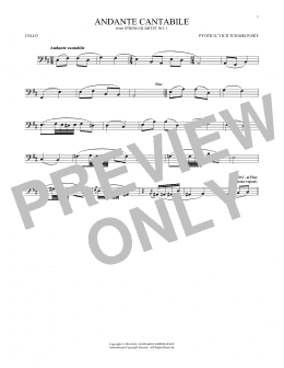page one of Andante Cantabile (Cello Solo)