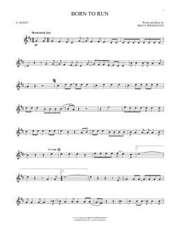 page one of Born To Run (Clarinet Solo)