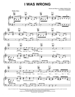 page one of I Was Wrong (Piano, Vocal & Guitar Chords (Right-Hand Melody))