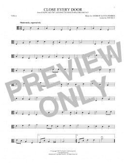 page one of Close Every Door (from Joseph and the Amazing Technicolor Dreamcoat) (Viola Solo)