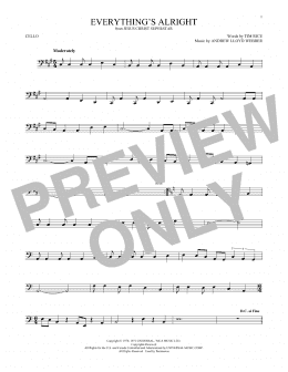 page one of Everything's Alright (from Jesus Christ Superstar) (Cello Solo)