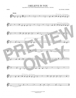 page one of I Believe In You (French Horn Solo)