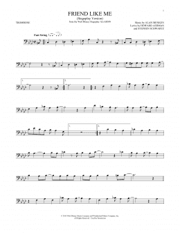 page one of Friend Like Me (Stageplay Version) (from Aladdin: The Broadway Musical) (Trombone Solo)