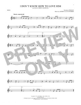 page one of I Don't Know How To Love Him (from Jesus Christ Superstar) (French Horn Solo)